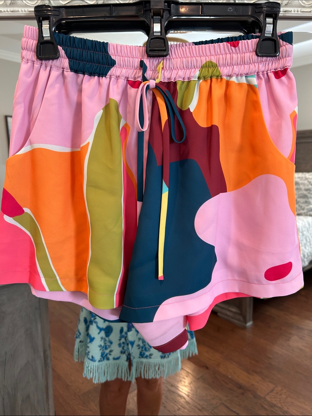 crosby by Mollie Burch Multicolor Abstract Print Mini Shorts in Pink & Orange